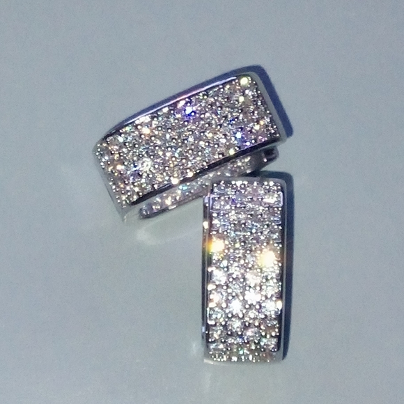 Brand New Paved Set Zircon Rectangular Earrings - Picture 3 of 7